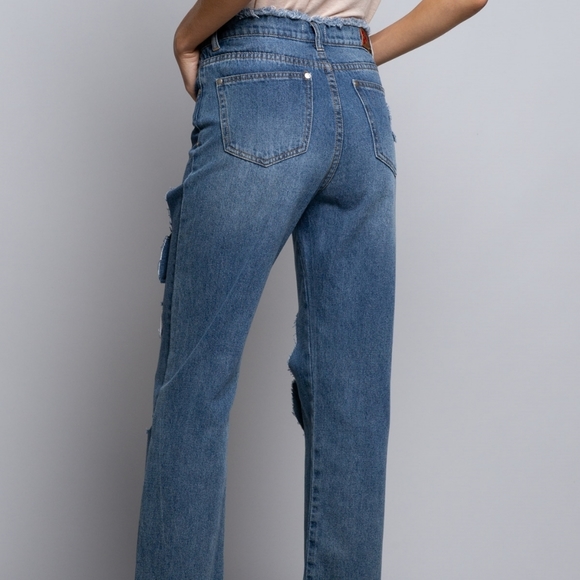 🆕️ POL Wide Leg Destroyed Jeans - Picture 3 of 4